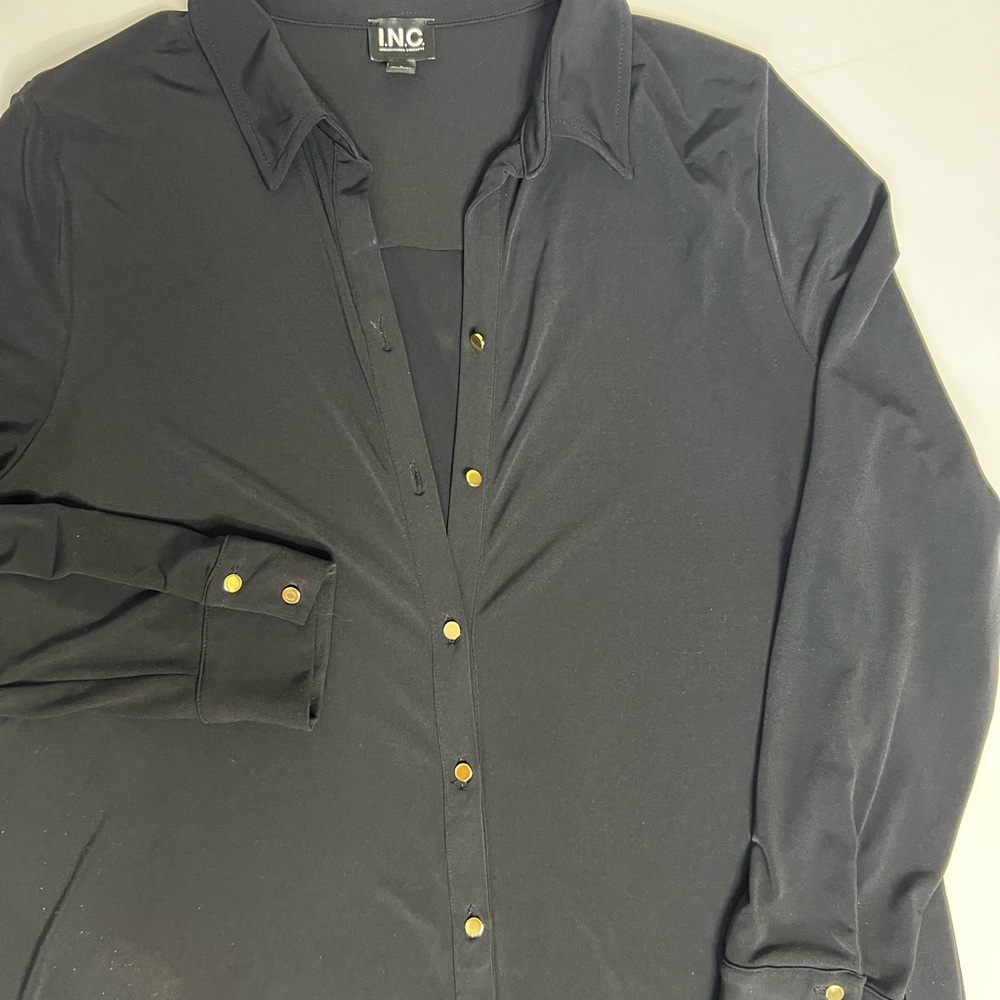 INC International Concepts Black Shirt Dress - Picture 3 of 4